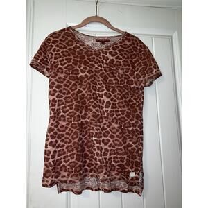 7 seven for all mankind womens pink animal cheetah print short sleeve XL